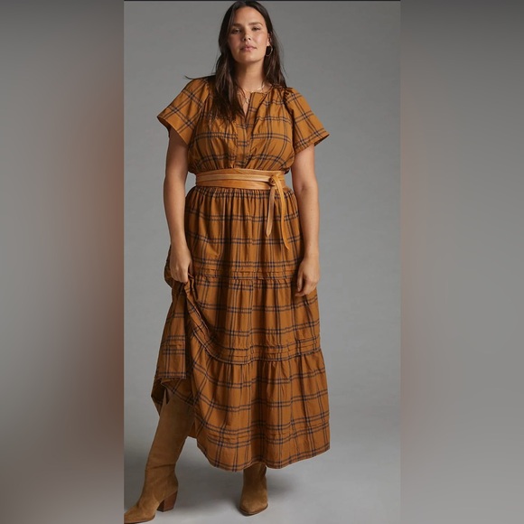 Anthropologie Dresses & Skirts - Anthropologie The Somerset Maxi Dress, Brown & Navy Plaid, x-large
